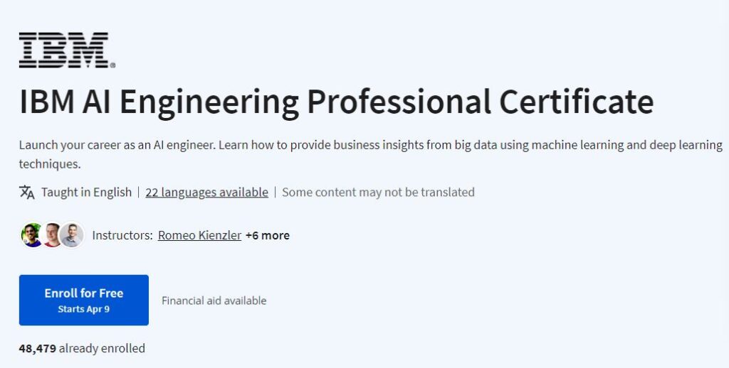 IBM AI Engineering Professional Certificate