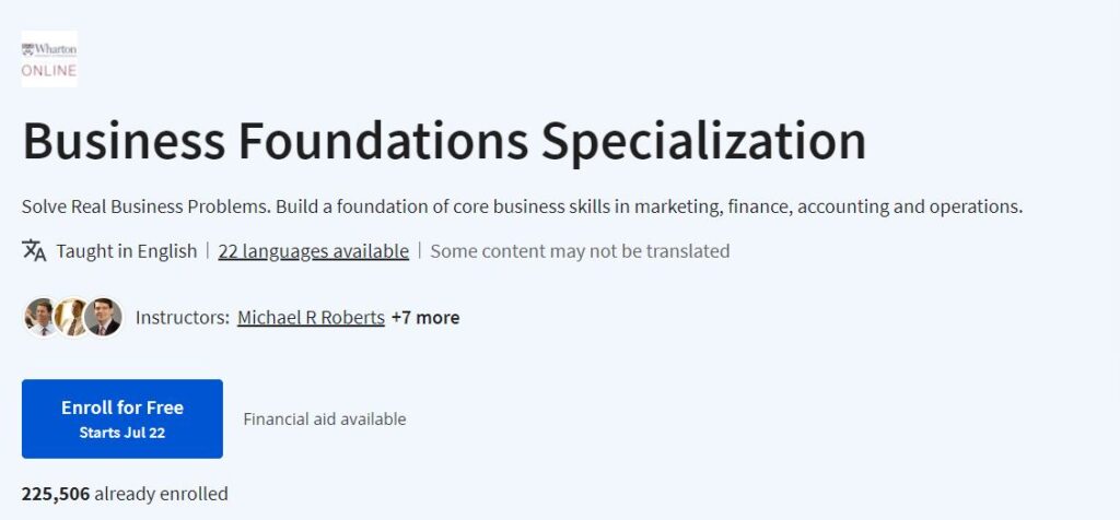 Business Foundations Specialization